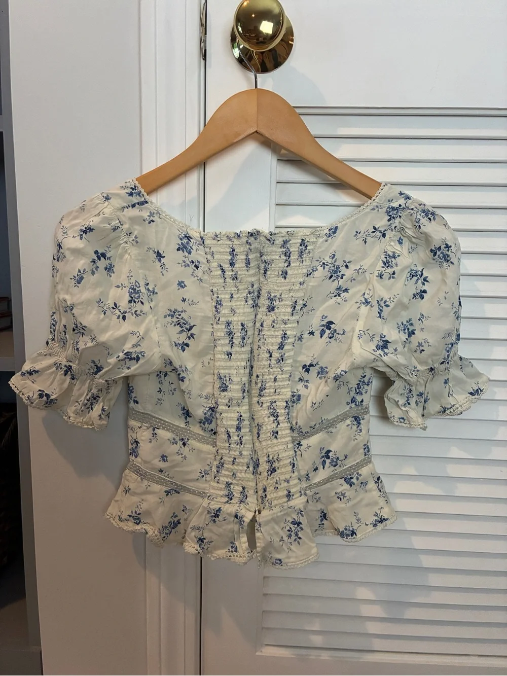 Reformation Daphne Top in Orlaya Floral Print Puff Sleeves Coquette Feminine 2